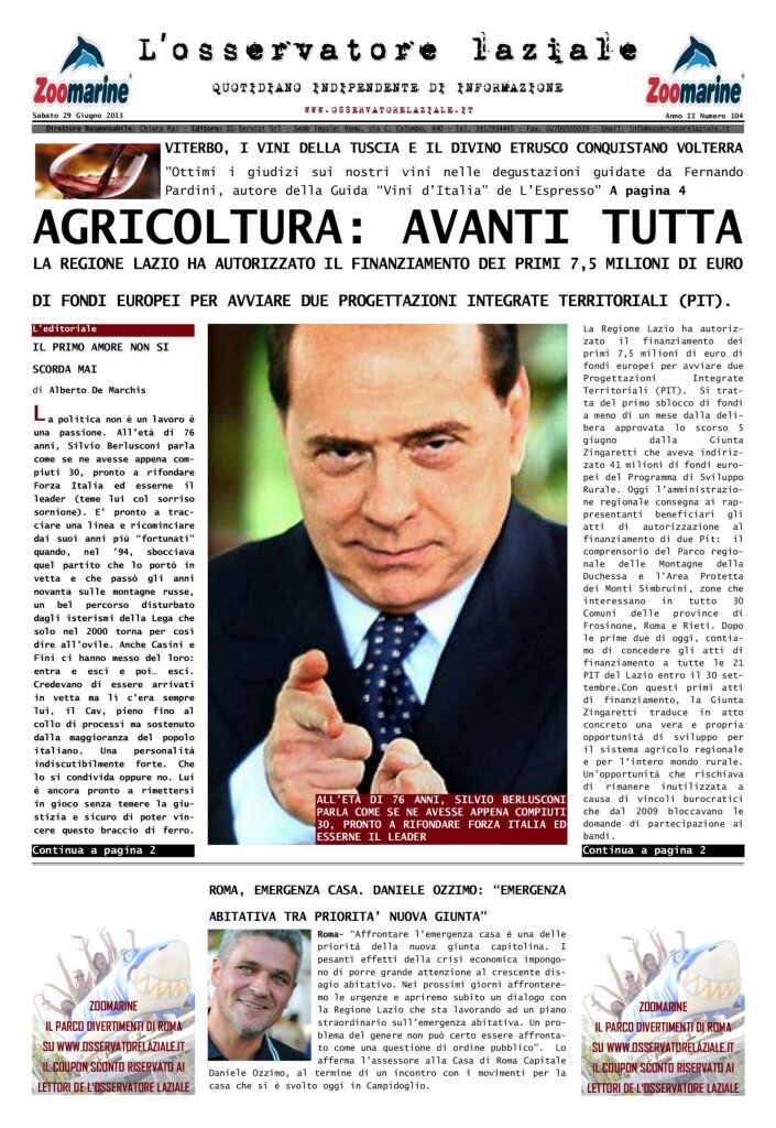 L'osservatore d'Italia edizione del 29 Giugno 2013